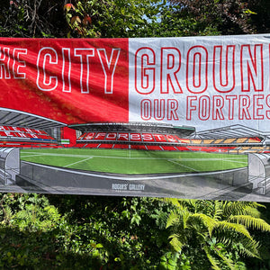 The City Ground Fortress flag signed Nottingham Forest memorabilia