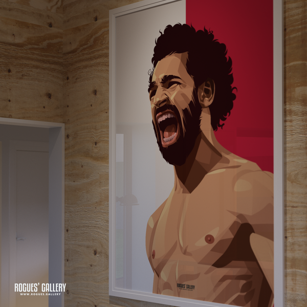 Mo Salah signed Liverpool memorabilia striker goal Anfield celebration poster