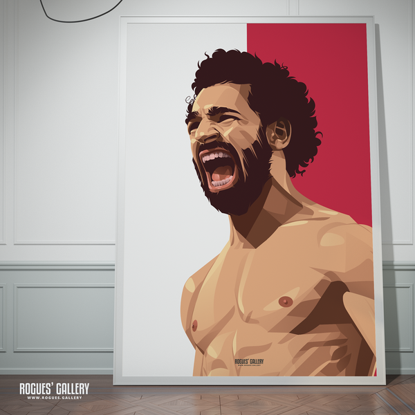 Mo Salah Liverpool striker goal Anfield celebration poster