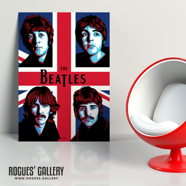 The Beatles modern art union jack John Lennon Paul McCartney George Harrison Ringo Starr poster edit