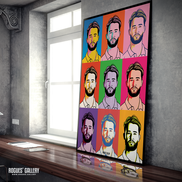 Ben Duckett Notts Cricket England batsman pop art A1 print bright 