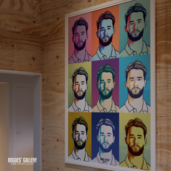 Ben Duckett Notts Cricket England batsman pop art poster muted
