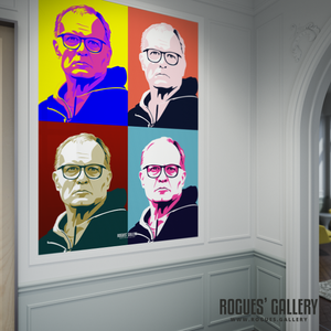 Marcelo Bielsa Leeds United manager pop art portrait Warhol bright huge poster signed autograph Rogues' Gallery