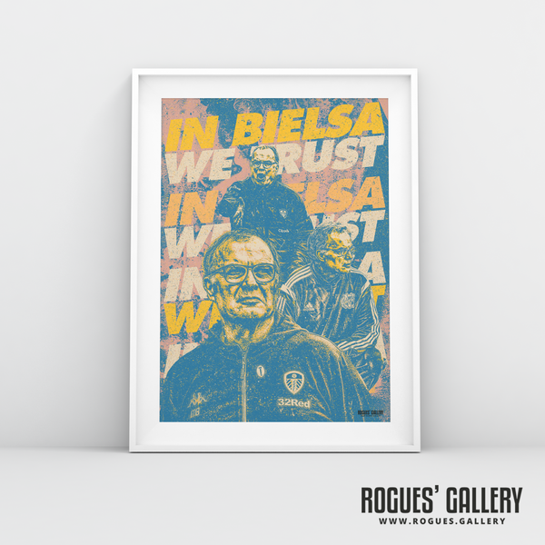 Marcelo Bielsa Leeds United Manager Propaganda poster art A3 print pink version