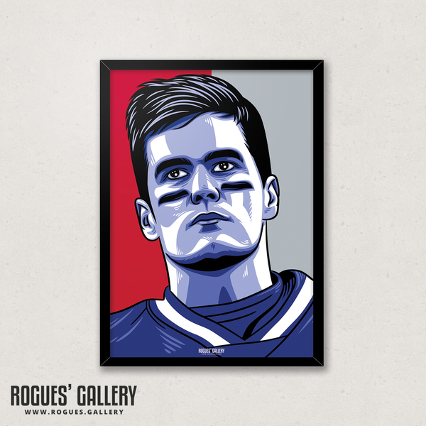 Tom Brady Retro New England Patriots Quarterback American Football edits A3 art Print