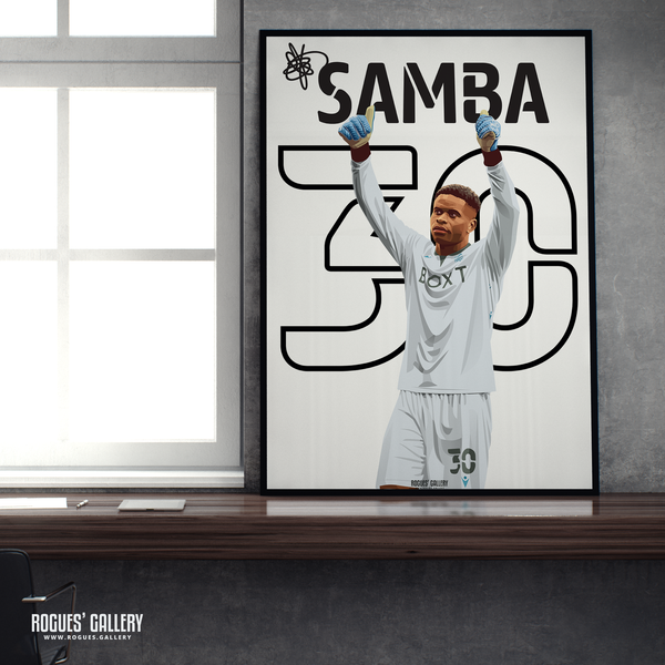 Brice Samba Nottingham Forest goalkeeper name and number 30 A2 print 