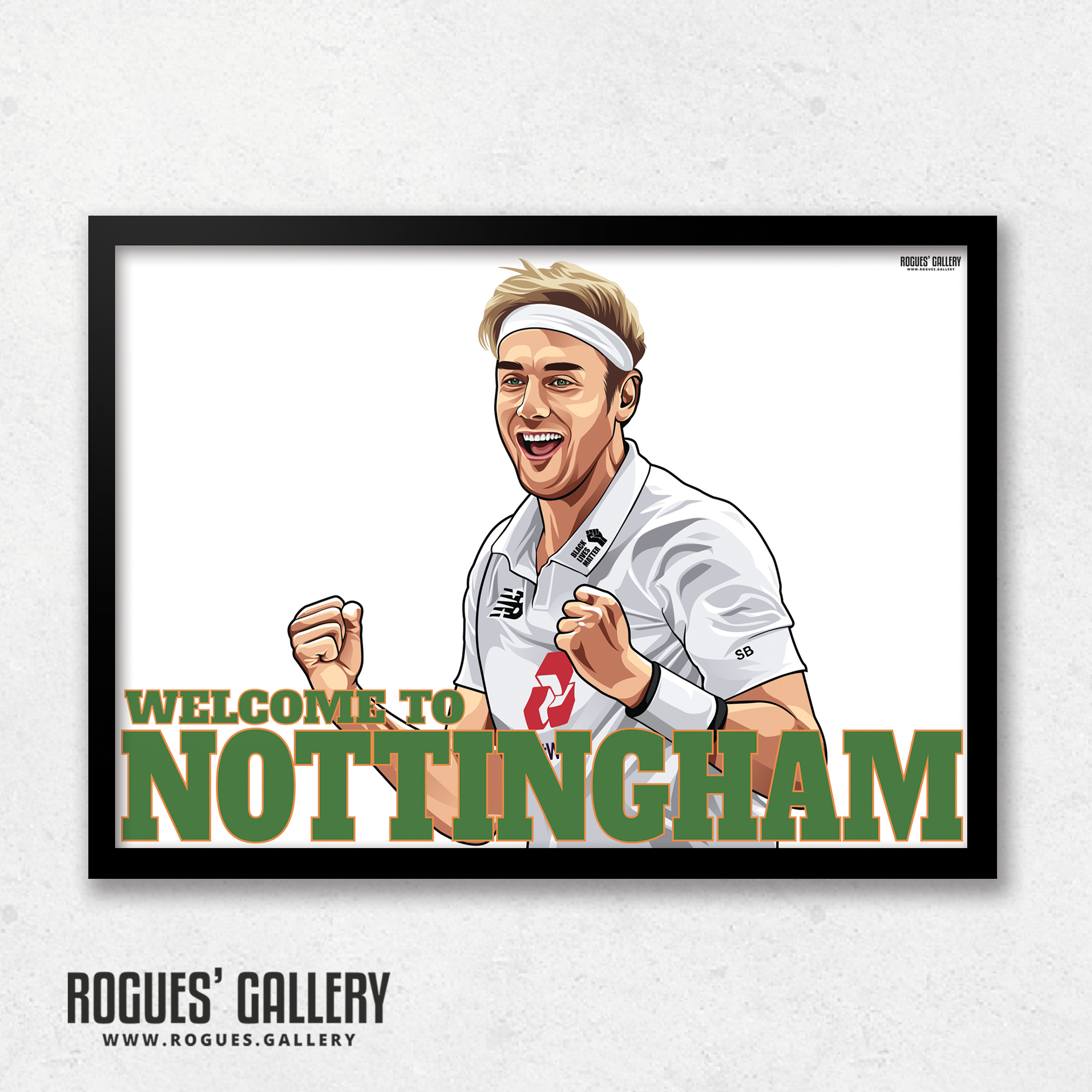 Stuart Broad Welcome To Nottingham Notts CCC Trent Bridge cricketer bowler England Barmy Army 500 wickets A3 art print great