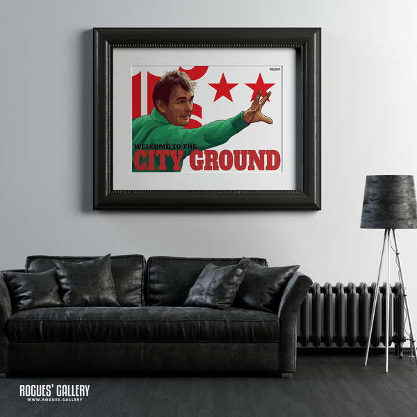 Brian Clough Nottingham Forest Manager European Cup winner The City Ground Welcome NFFC COYR A1 print