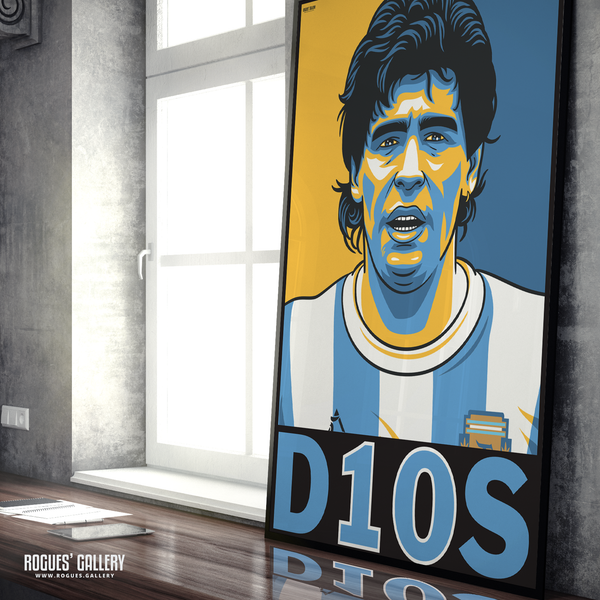 Diego Maradona D10S Argentina 10 shirt greatest poster hand of god RIP dead #GetBehindTheLads