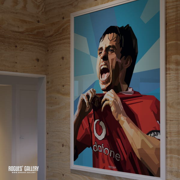 Gary Neville Manchester United pop art print A0 Old Trafford MUFC
