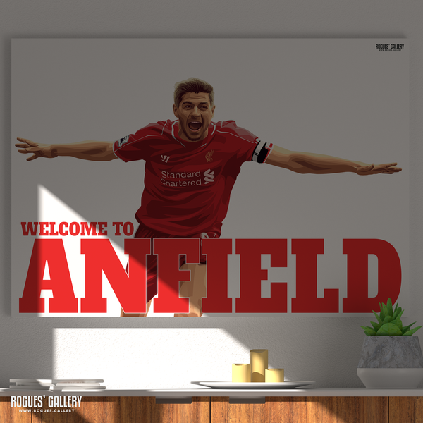 Steven Gerrard Liverpool FC LFC captain midfielder The Kop England Three lions Welcome To Anfield legend gift brilliant great