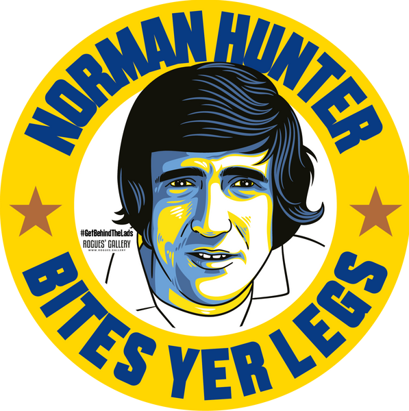 Norman Hunter Leeds United defender bites yer legs campaign stickers Edits