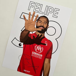 Felipe Nottingham Forest defender signed A3 print City Ground 