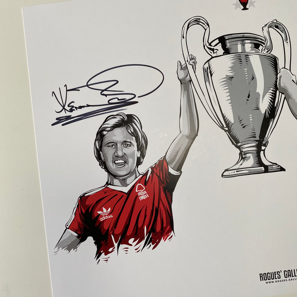 Larry Lloyd Kenny Burns Nottingham Forest centre halves Miracle Men City Ground European Cup winners signed limited edition A3 print 40th anniversary COYR