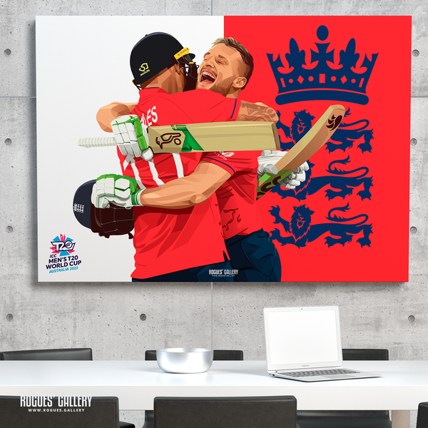 Jos Buttler Alex Hales England Cricket T20 World Cup 2022 Winners poster