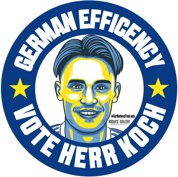 Robin Koch Leeds United German defender LUFC campaign Stickers Vote #GetBehindTheLads Elland Road