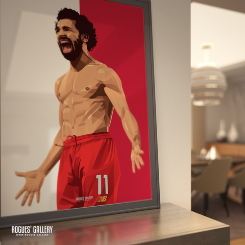Mo Salah signed Liverpool memorabilia striker goal celebration poster