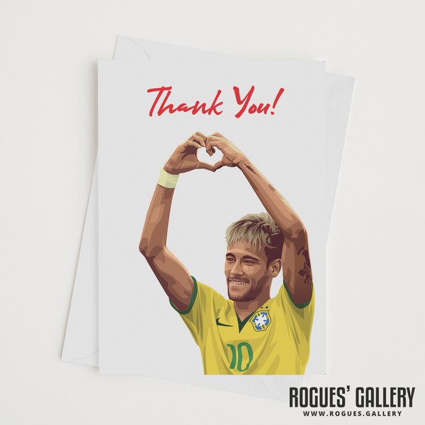 Neymar Brazil heart symbol thank you card