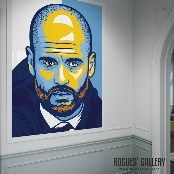 Pep Guardiola Manchester City FC Boss Sky Blues poster Manager MCFC A0 Print modern art