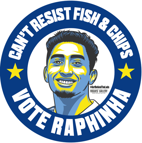 Raphinha Leeds United winger LUFC campaign Stickers Vote #GetBehindTheLads Elland Road