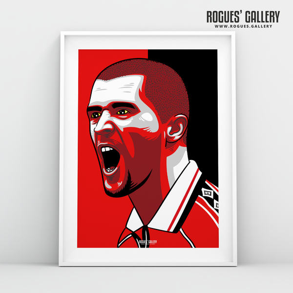 Roy Keane MUFC midfielder captain Old Trafford A3 print edits art