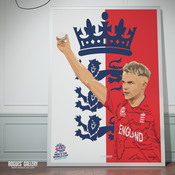 Tom Curran memorabilia England signed poster Cricket T20 World Cup Champions
