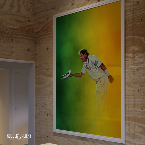 Shane Warne farewell bow A0 print Australia Cricket Aussies green gold memorabilia