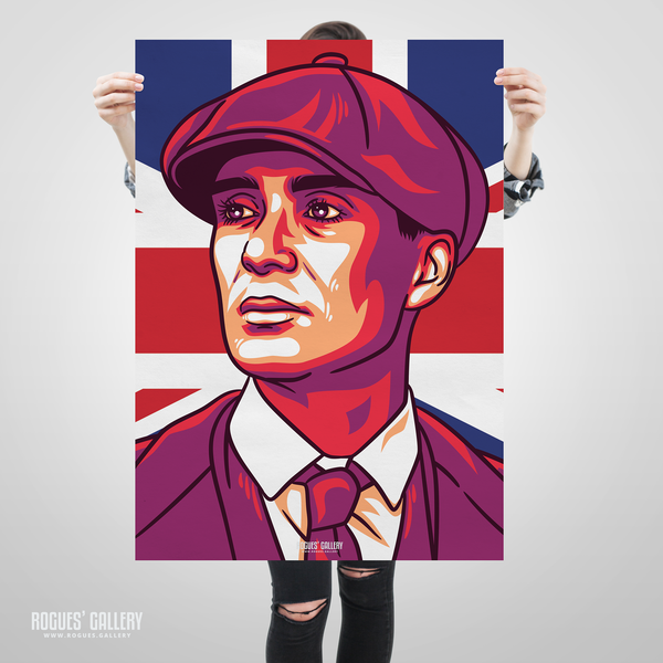 Thomas Shelby Peaky Blinders BBC TV period drama Birmingham gangsters huge poster signed autograph Union flag icon