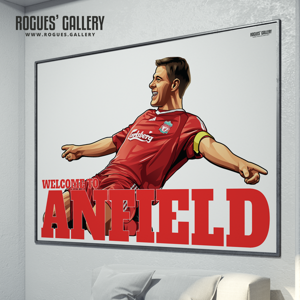 Steven Gerrard Liverpool FC LFC captain midfielder The Kop England Three lions Welcome To Anfield poster