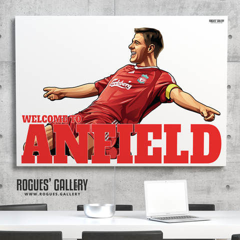 Steven Gerrard Liverpool FC LFC captain midfielder The Kop England Three lions Welcome To Anfield A0 Print