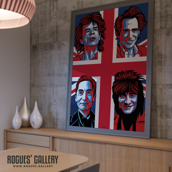 The Rolling Stones modern art greatest rock band Rock'n'roll Jagger Richards Wood Watts A0 art print edit The Lips
