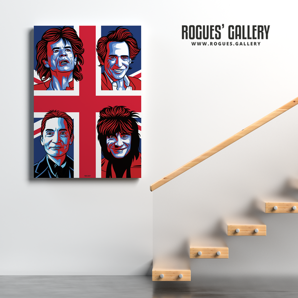 The Rolling Stones modern art greatest rock band Rock'n'roll Mick Jagger Richards Wood Watts A1 art print