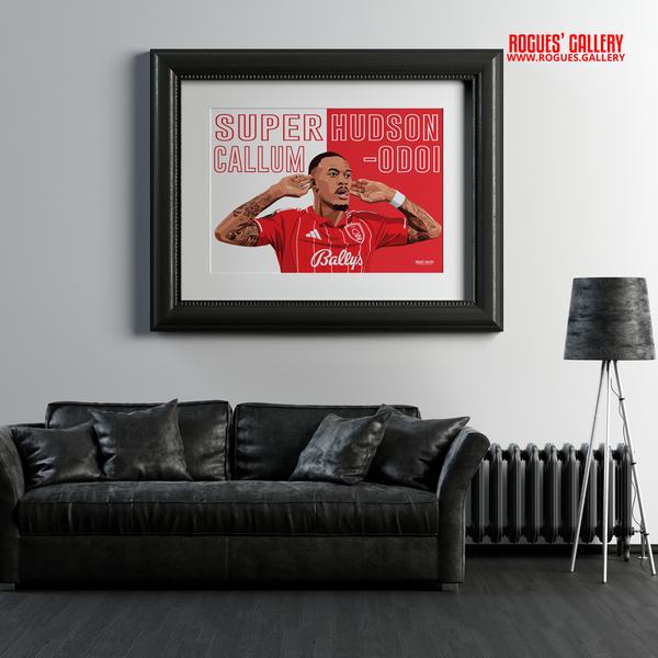Super Callum Hudson-Odoi signed Nottingham Forest memorabilia winger poster celebration