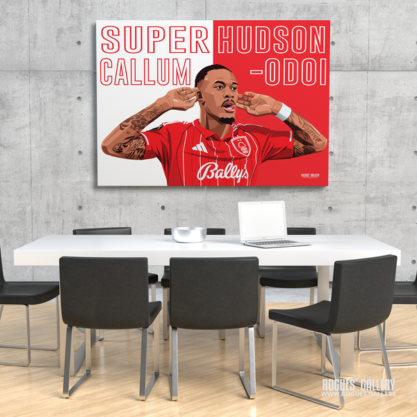 Super Callum Hudson-Odoi Nottingham Forest winger A0 print celebration