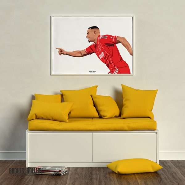 Murillo Europa League goal celebration A2 print Nottingham Forest defender