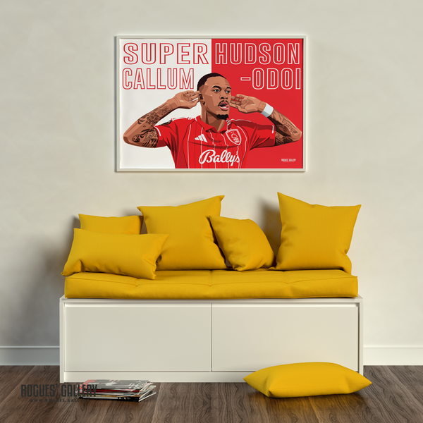 Super Callum Hudson-Odoi Nottingham Forest winger A2 print celebration