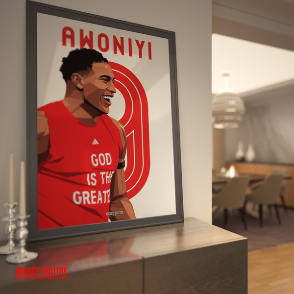 Taiwo Awoniyi signed Nottingham Forest memorabilia striker poster Nigeria God 9