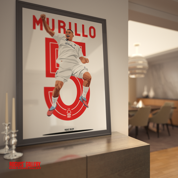 Murillo 5 signed Nottingham Forest memorabilia Brazil centre half poster Anfield goal celebration