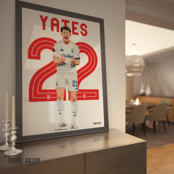 Ryan Yates signed Nottingham Forest memorabilia poster captain goal celebration 22 City Ground
