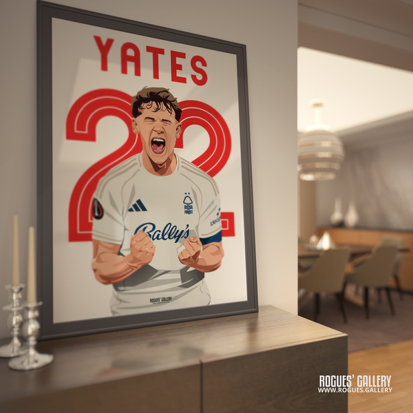 Ryan Yates Nottingham Forest memorabilia captain goal signed poster Europa League celebration 22 