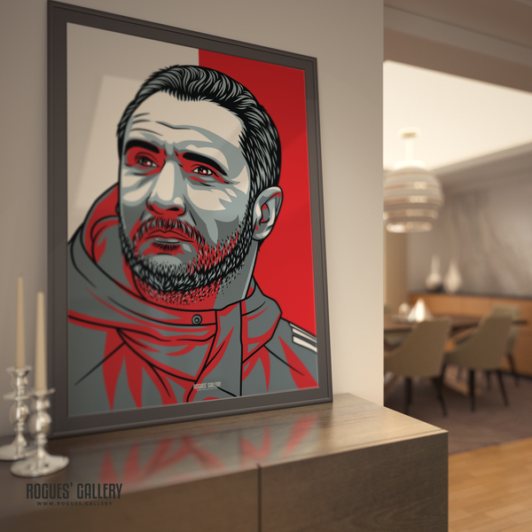 Vitor Pereira Nottingham Forest coach portrait signed poster City Ground