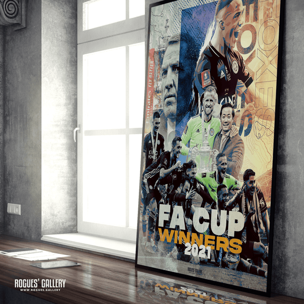 Leicester City FA Cup poster concept edit 2021 Wembley victory winners Chelsea Rodgers Foxes LCFC A1 print