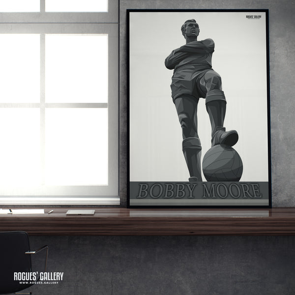 Sir Bobby Moore Statue at Wembley Stadium - Portrait Version - A3, A2, A1 & A0 Print