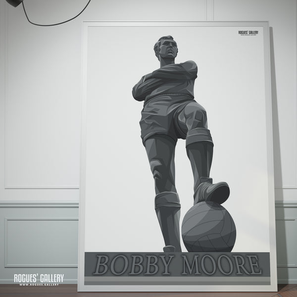 Sir Bobby Moore Statue at Wembley Stadium - Portrait Version - A3, A2, A1 & A0 Print