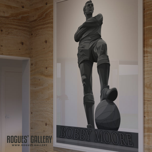 Sir Bobby Moore Statue at Wembley Stadium - Portrait Version - A3, A2, A1 & A0 Print