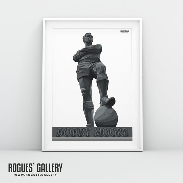 Sir Bobby Moore Statue at Wembley Stadium - Portrait Version - A3, A2, A1 & A0 Print