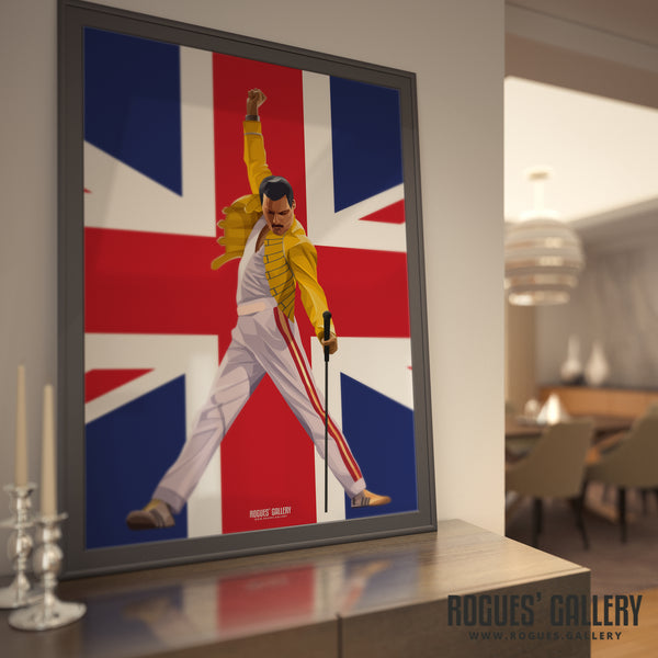 Freddie Mercury of Queen - A3, A2, A1 & A0 True Brit Print