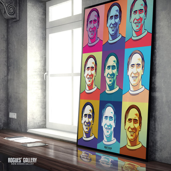 Sir Bobby Charlton - Manchester United Legend - A0, A1, A2 or A3 Pop Art Prints