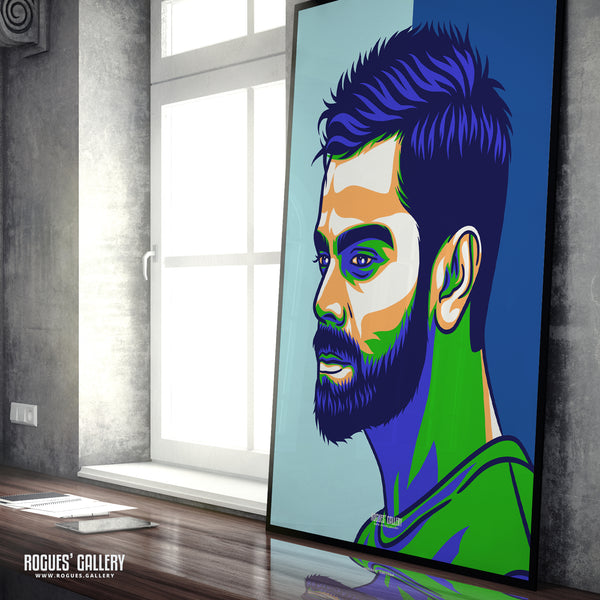 Virat Kohli - India Cricket Legend & Captain - Get Behind The Lads A3 Icon Print