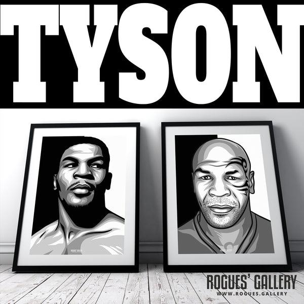 Mike Tyson: Young Version - B&W Icon Portrait - A3, A2, A1 & A0 Print